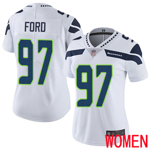 Seattle Seahawks Limited White Women Poona Ford Road Jersey NFL Football #97 Vapor Untouchable->women nfl jersey->Women Jersey
